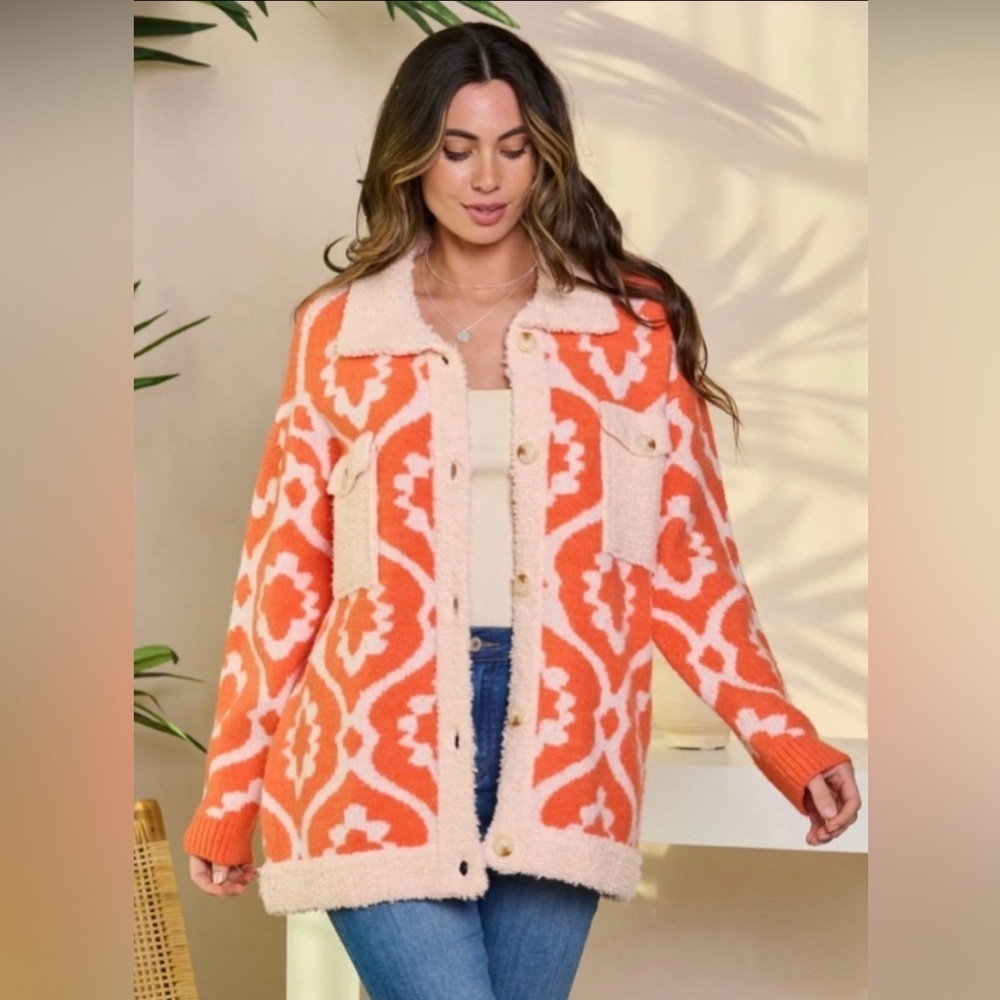 Polagram Orange and Cream Sweater - Picture 4 of 9